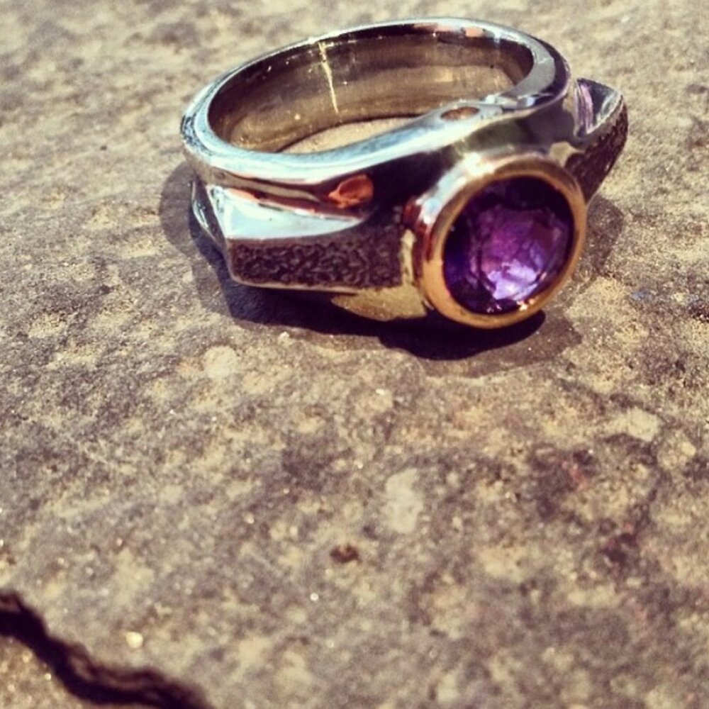 14k White, Rose Gold And Sterling With Amethyst